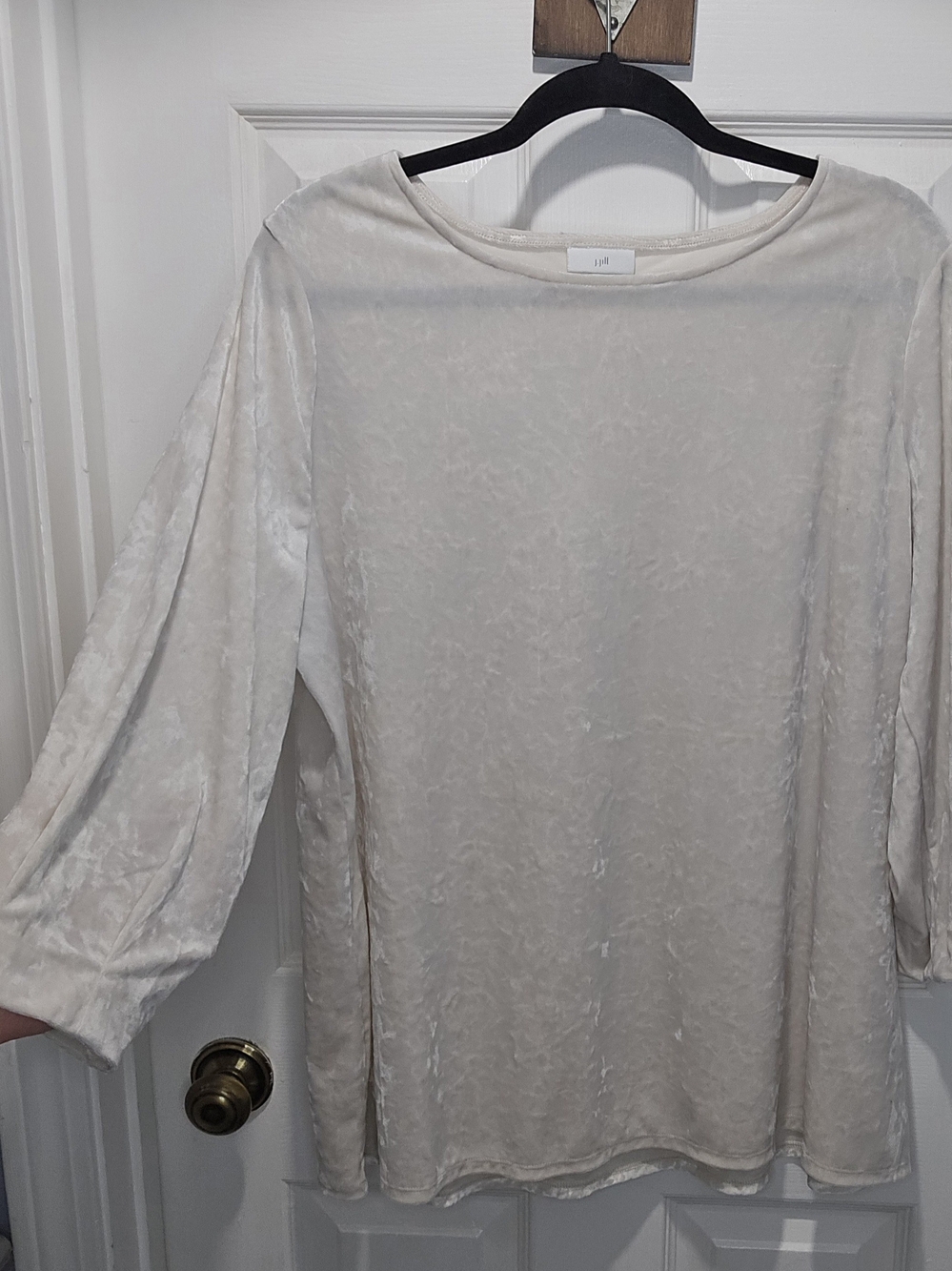 J. Jill Cream Velvet Long Sleeve Top